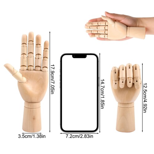 2 Pcs Flexible Wood Mannequin Hands for Sketching - 7 Inch - Picture 8 of 8