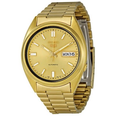 Seiko Series 5 Automatic Gold Dial Yellow Gold-tone Men's