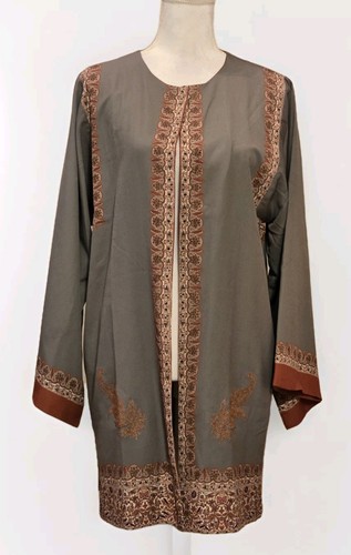 Women's Sage Green Earth Tone embroidered Artsy Shrug Medium NWT