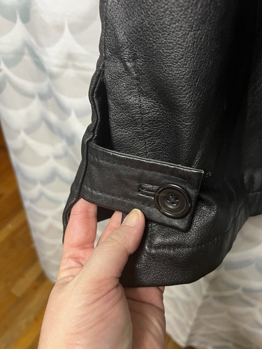 Woman’s Black Leather Oversized Jacket Size Large - Picture 4 of 12