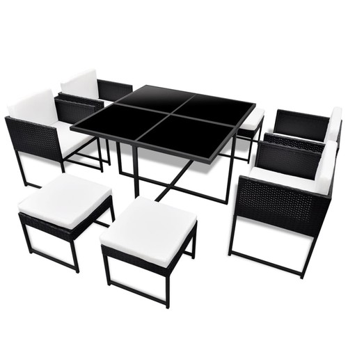 Patio Dining Set Outdoor Table and Chairs Furniture Set Poly Rattan vidaXL - Picture 3 of 30