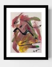 GUAJARDO Original Abstract Expressionism Horse Running  14X11 Paper Signed Art