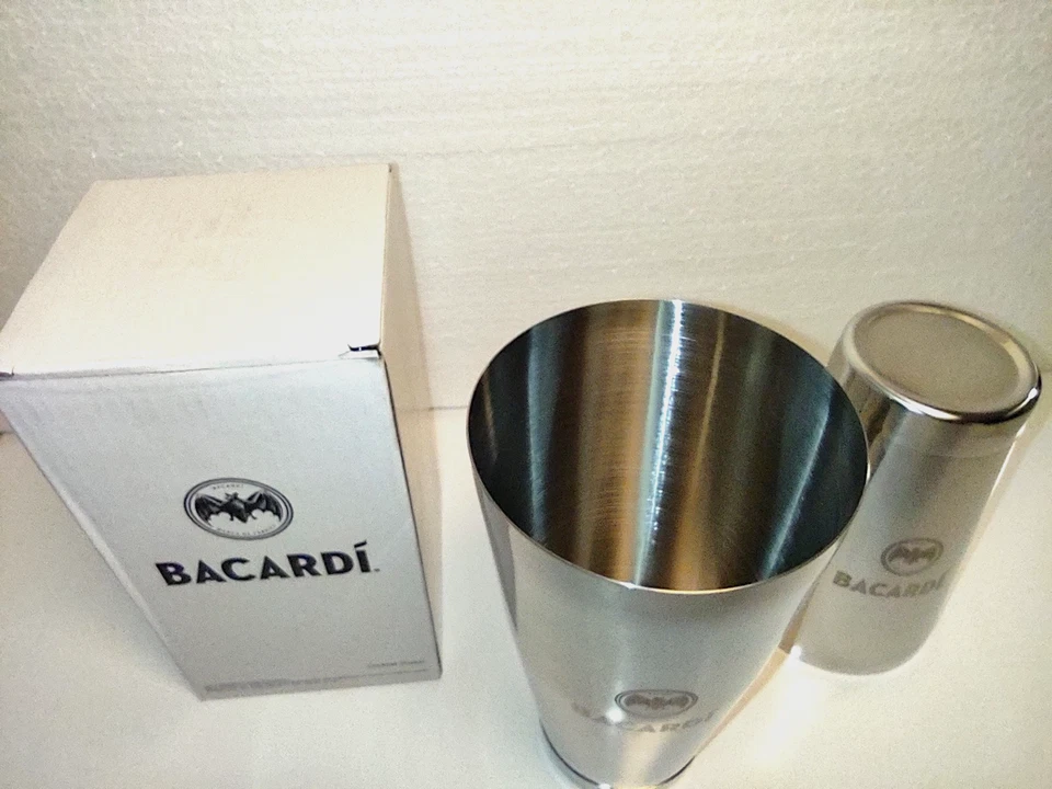 Juego de coctelera Bacardí Ron Boston ponderado 2 piezas cócteles mixología acero inoxidable nuevo Foto 4 de 4