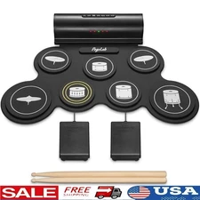 Electric Drum Set Bluetooth Portable Roll Up Drumming Practice USB MIDI