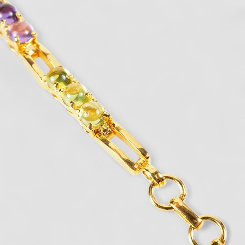 Multicolor Gemstone Fine Bracelet Tanzanite Amethyst Peridot 925 Sterling Silver - Picture 4 of 12