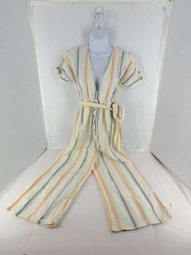Billabong x Salty Blonde DreamWeaver Striped Jumpsuit Size M Beach Wide Leg EUC