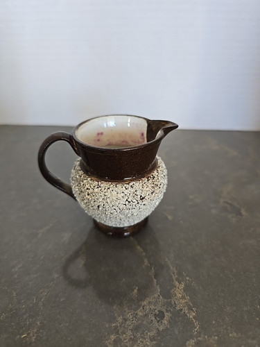 Antique Brown and Textured White Miniature Creamer Pitcher - Picture 1 of 7