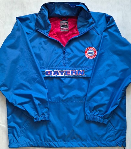 Vintage Nutmeg Bayern Munchen EV Mens Blue Embroidered Anorak Jacket Size XL - Picture 1 of 22
