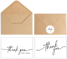 52-Pack Thank You Cards with Kraft Envelopes  Stickers, 3.5X5 Inches