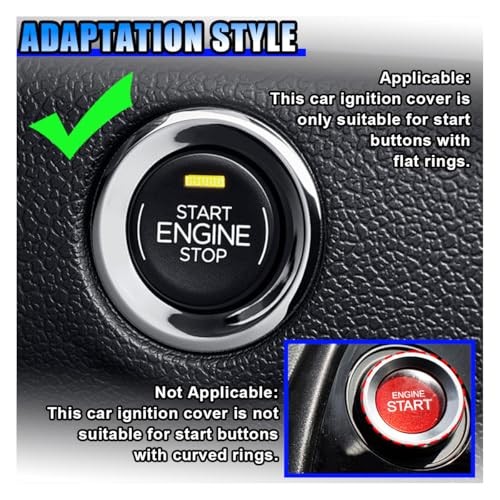 Bling Car Push to Button Cover, Rhinestone Ignition Button Protective Cap, - Bild 6 von 7