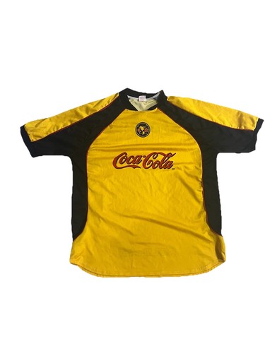 Vintage Club América Soccer Jersey – Coca-Cola Sponsor – Yellow/Black XL Men’s