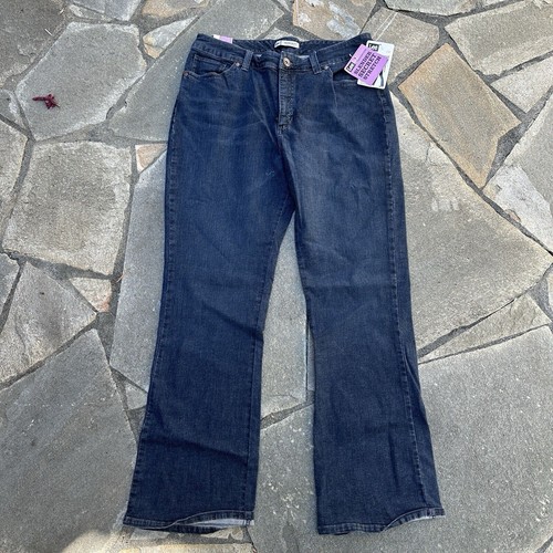 Lee Jeans Womens 18 Medium Dark Blue Bootcut Stretchy Comfortable Plus