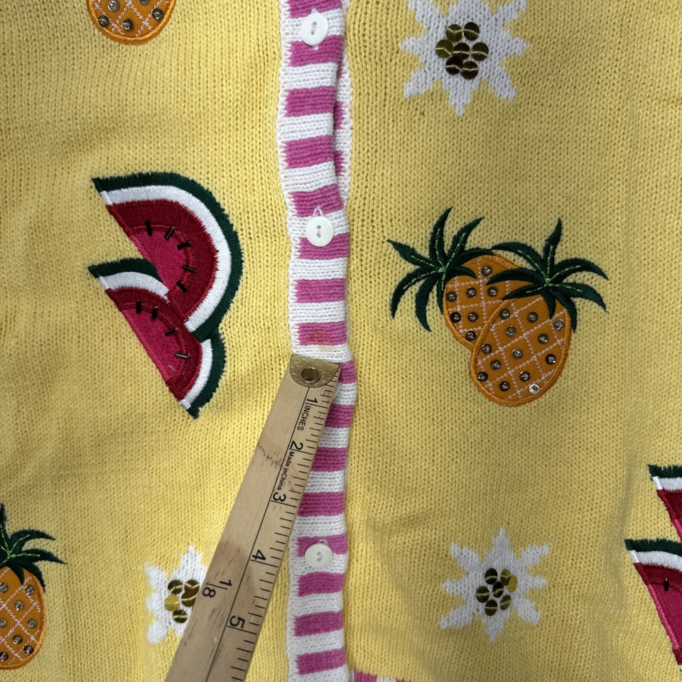 Quacker Factory Cardigan Sweater Womens Large Boho Cottage Grandma Fruit Spring - Image 2 of 4