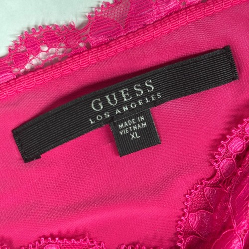 GUESS Los Angeles Womens XL Jealous Pink Lace Off Shoulder Top Blouse NWT - Picture 3 of 8