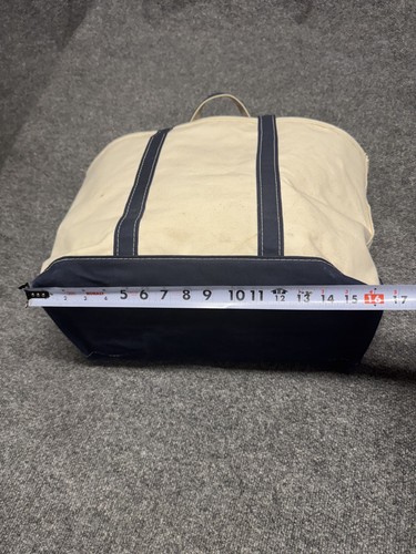 Vintage 80s LL Bean Boat Tote Canvas Bag Navy White Crinkle Tag Large - Picture 8 of 10