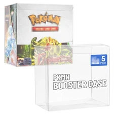 Clear PKMN Booster Box Protector Case, 5 Pack PET Plastic Display Cases for S...