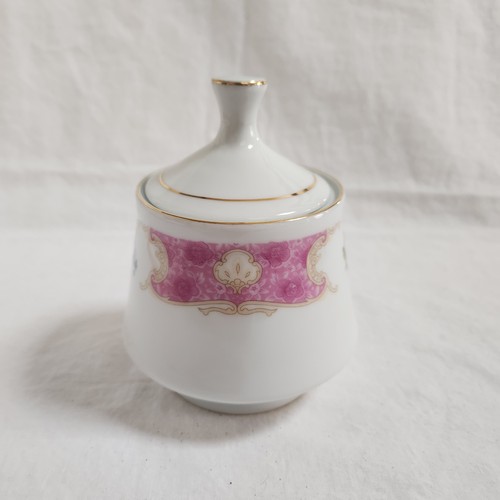 Vintage Red Sea Spring Garden Zuckerdose mit Deckel rosa Blumen Goldrand Remington - Bild 2 von 9