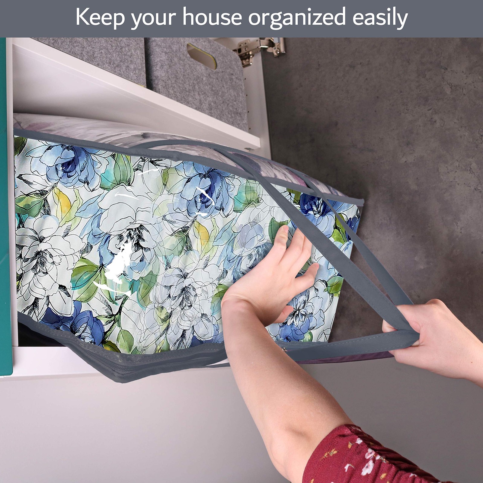 Clear Vinyl Zippered Storage Bags (3-Pack) 40L Sturdy for Sweaters Blankets