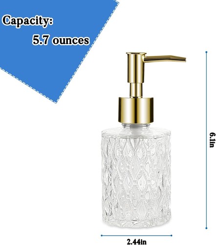 Multipurpose Soap Dispenser Easy to Clean Glass Pump Gold - Picture 2 of 6