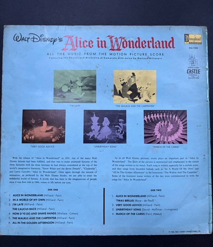 ⭐️ Vintage WALT DISNEY - ALICE IN WONDERLAND Soundtrack VINYL Record 1969 ⭐️ - Picture 3 of 4