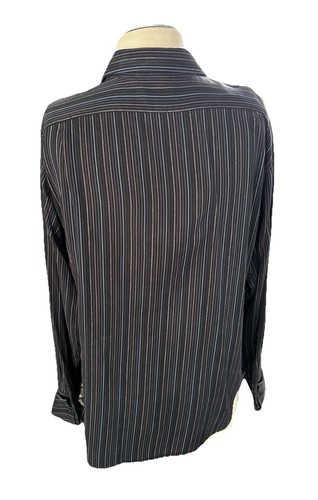 Structure Mens Shirt XL 46-48 Long Sleeves Button Vintage Strips - Picture 2 of 8