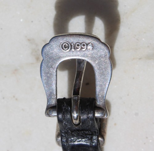 Vintage Brighton Buckle Clasp Bandit Bracelet Silver Tone Black Leather 1996 - Picture 12 of 15