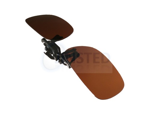 Medium Brown Polarised Polarized Flip Flip-Up Clip On Clip-0n Sunglasses ACP002M - Picture 2 of 3