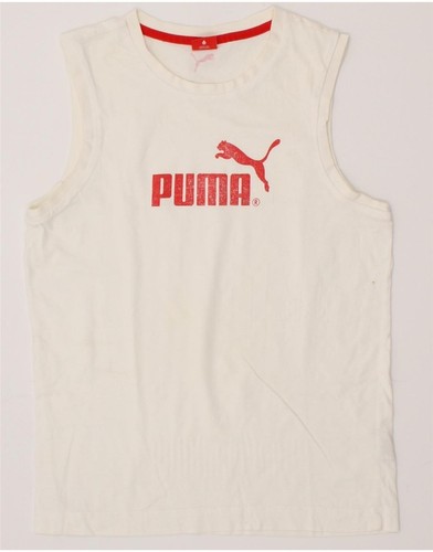 PUMA Boys Graphic Vest Top 13-14 Years XL White BV21