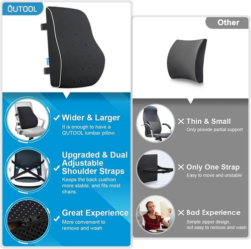 QUTOOL Lumbar Support Pillow for Office Chair Back Support Pillow for Car - Bild 5 von 9