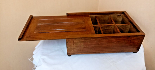 Indian Masala / Cash Wooden Storage Box Made of Teakwood Antique Vintage Old - Picture 10 of 12