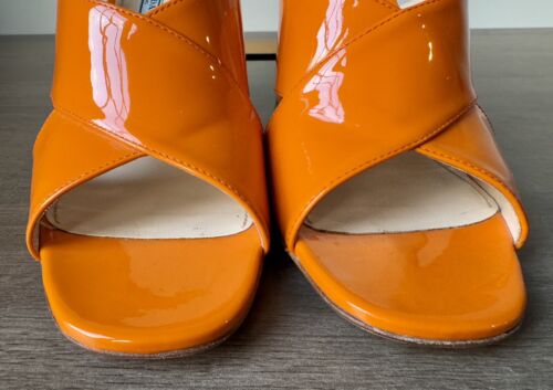 Prada Orange Patent Leather Open Toe Heeled Shoes Size 41 - US 11 - Picture 7 of 10