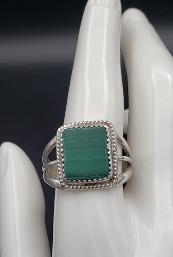 Vintage Jackson Malachite Navajo Style Sterling Silver Ring Size 10 - Picture 6 of 15