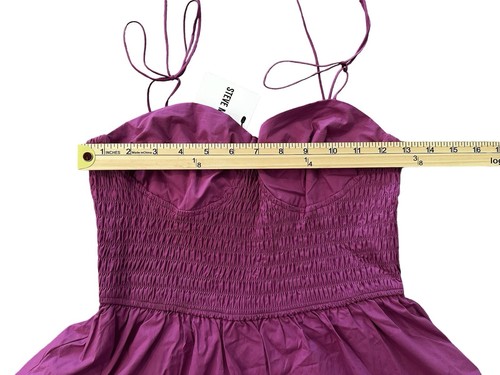 Steve Madden Sally gesmoktes Baumwollpopeline Minikleid in Lila. Größe S - Bild 6 von 7