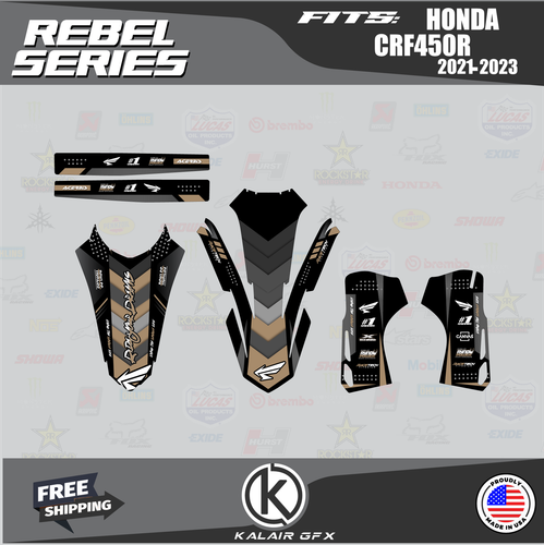 Kit Gráficos para Honda CRF450R (2021-2023) CRF 450R Serie Rebel - TAN - Imagen 3 de 6