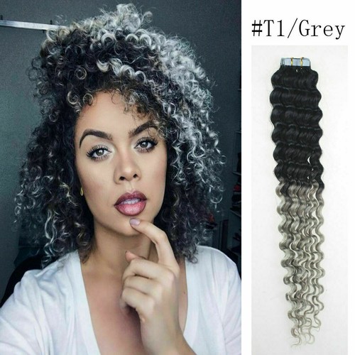 Curly & Wavy Tape In 100% Remy Human Hair Extensions 18'' 6A Thick Skin Weft AUS - Picture 113 of 128