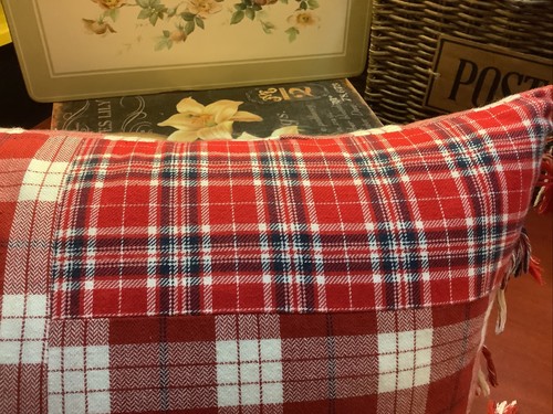 425 South Los Angeles~25 x 13 Bolster Pillow~Down Fill Insert~Red/Navy Checks~ - Picture 3 of 10