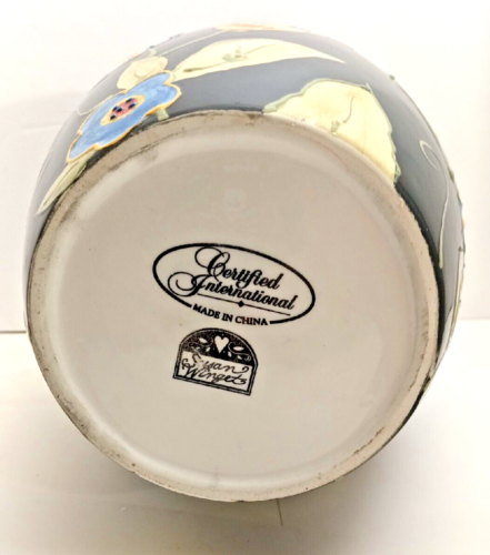 Certified International Susan Wingets Vintage Black Floral Cookie Jar/ Canister - Picture 6 of 6