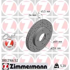 2x ZIMMERMANN Sport Z Bremsscheibe 380.2166.52