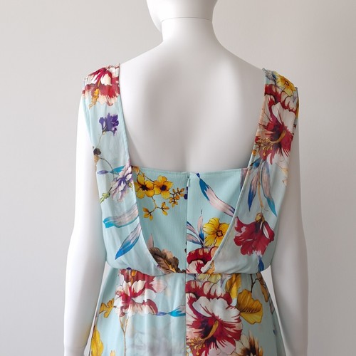PENNY BLACK MAX MARA TIERED DRESS L F42 D40 USA10 UK14 FLORAL CHIFFON SLEEVELESS - Picture 6 of 9