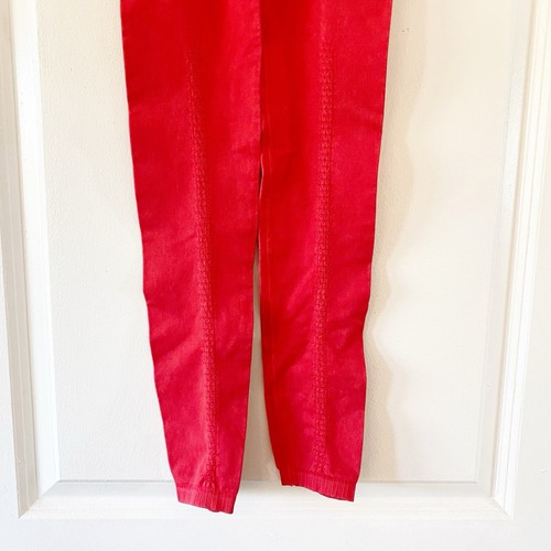 FREE PEOPLE Good Karma Leggings In Red NEW XS/Small High Waist - Picture 4 of 9