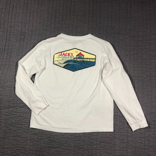Jacks SurfBoards T Shirt Boy Medium Youth White Wave Pier Graphic Beach Surf - Picture 22 of 24