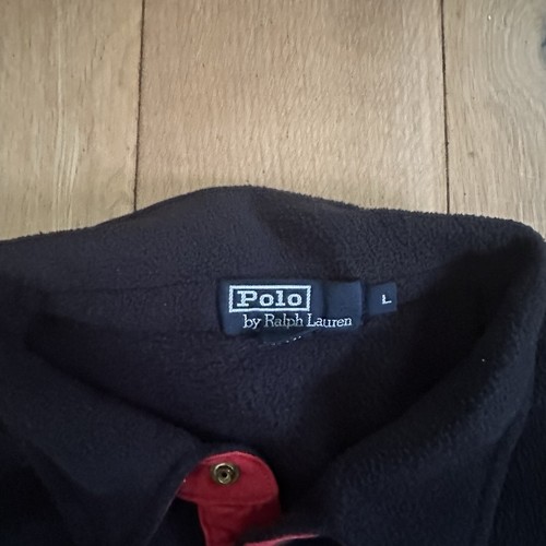 Polo Ralph Lauren Popper Pile Uomo Grande Nera Collo 1/4 Zip Vintage - Foto 6 di 9