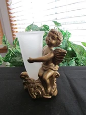 K B - Gold Cherub Bud Vase