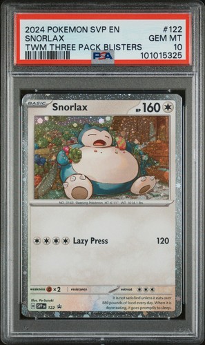 PSA 10 Gem Mint Snorlax SVP 122 Black Star Promo Blister Cosmo Foil