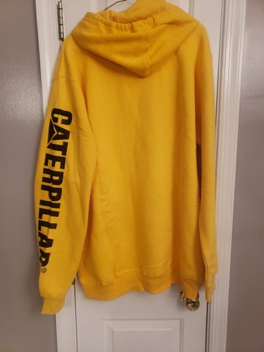 NWT Caterpillar Mens Yellow Foundation Logo Arm Print Hoodie Sweatshirt XXL - Picture 13 of 23