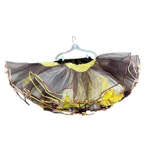 Malco Modes Brown Yellow V Full Crinoline Square Dance Skirt Petticoat Tulle LG