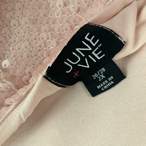 June + Vie Womens Pink Sequins Long Sleeve Blouse 2x - Picture 8 of 9