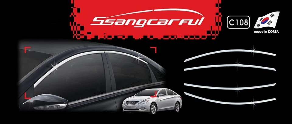 Chrome Silver Door Window Glass Frame Molding C108 for Hyundai Sonata 2010~2013 - Image 2 of 4