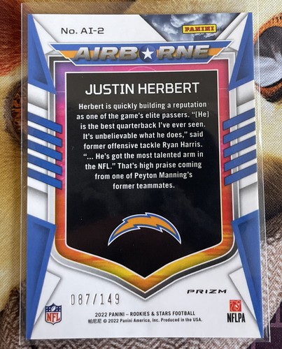 2022 Panini Rookies & Stars Airborne /149 Justin Herbert AI-2 - Picture 2 of 2