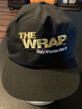 Vintage Winston Cigarettes The Wrap Snapback Logo Hat Cap Black